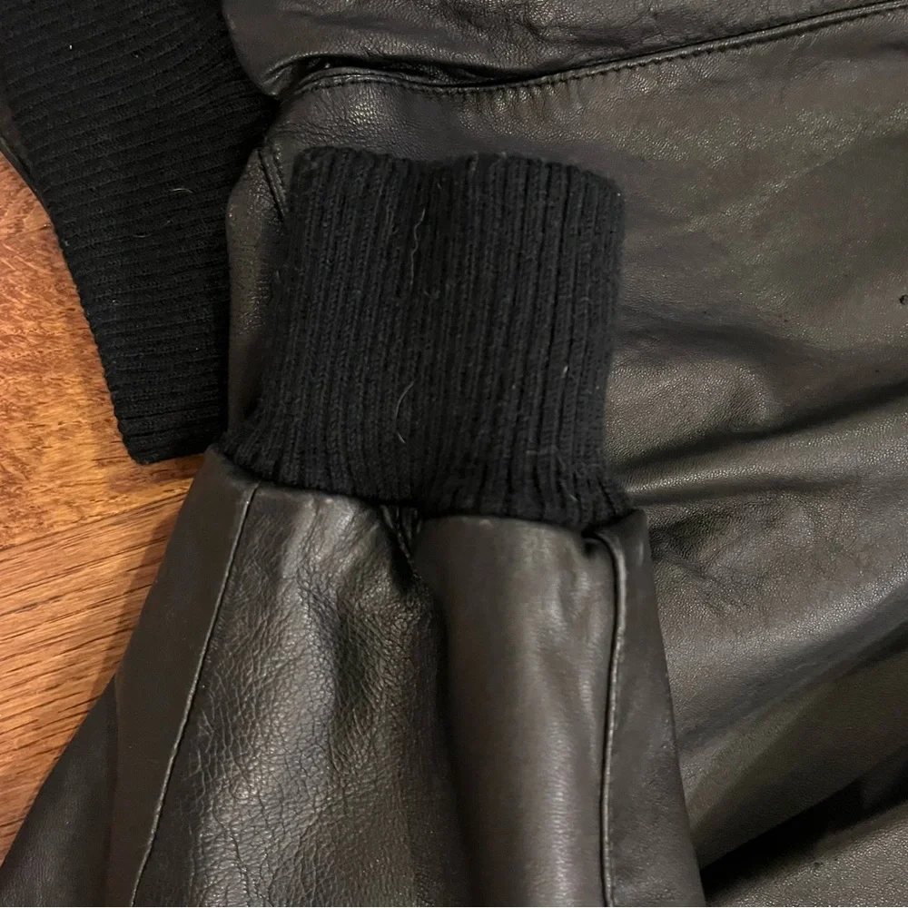 Vintage Michael Hoban North Beach Leather Black Cropped Bomber Jacket size XS - Picture 8 of 14